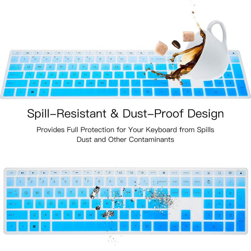 imComor Keyboard Cover for HP Pavilion 27 All in One PC 27-xa0014/27 Xa0055Ng/0370Nd/0076Hk/0010Na, HP Pavilion 24-inch 24-xa0020 Xa0002A Xa0032 xa0013w, HP Pavilion All in One Keyboard Cover, Ombre Blue - Image 5